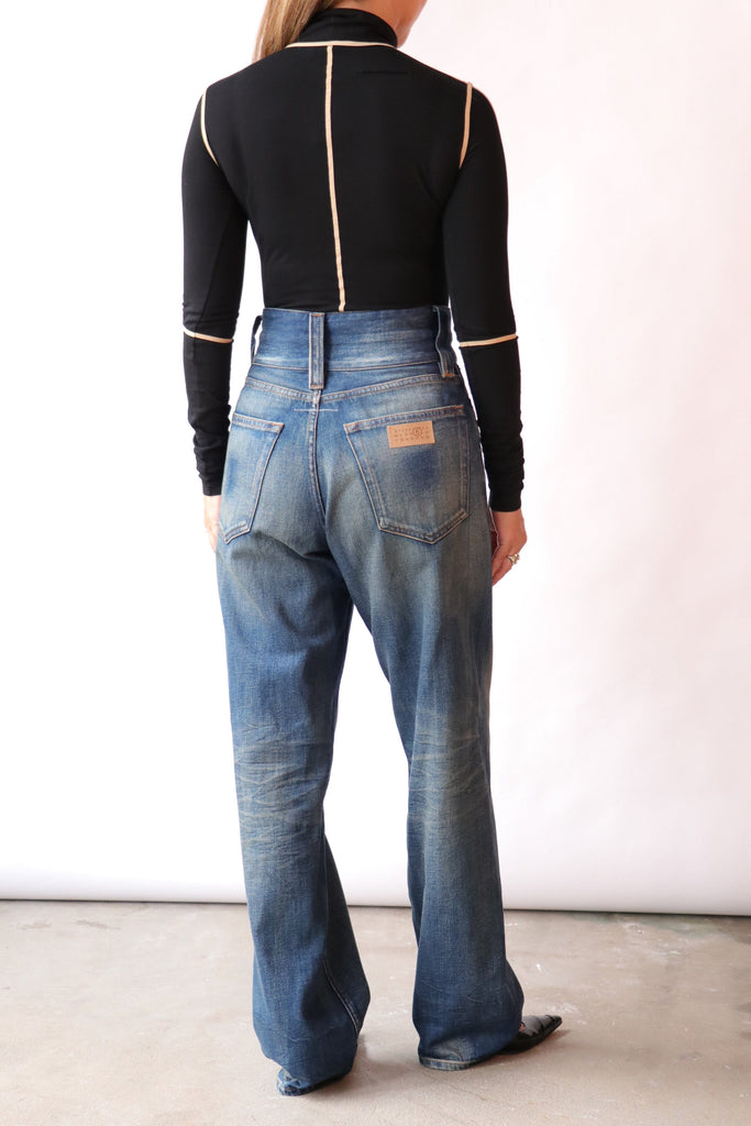 MM6 Maison Margiela Long Sleeve Body Suit in Black tops-blouses MM6 Maison Margiela 