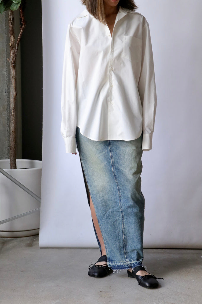 MM6 Maison Margiela Long Sleeve Shirt in Off White tops-blouses MM6 Maison Margiela 