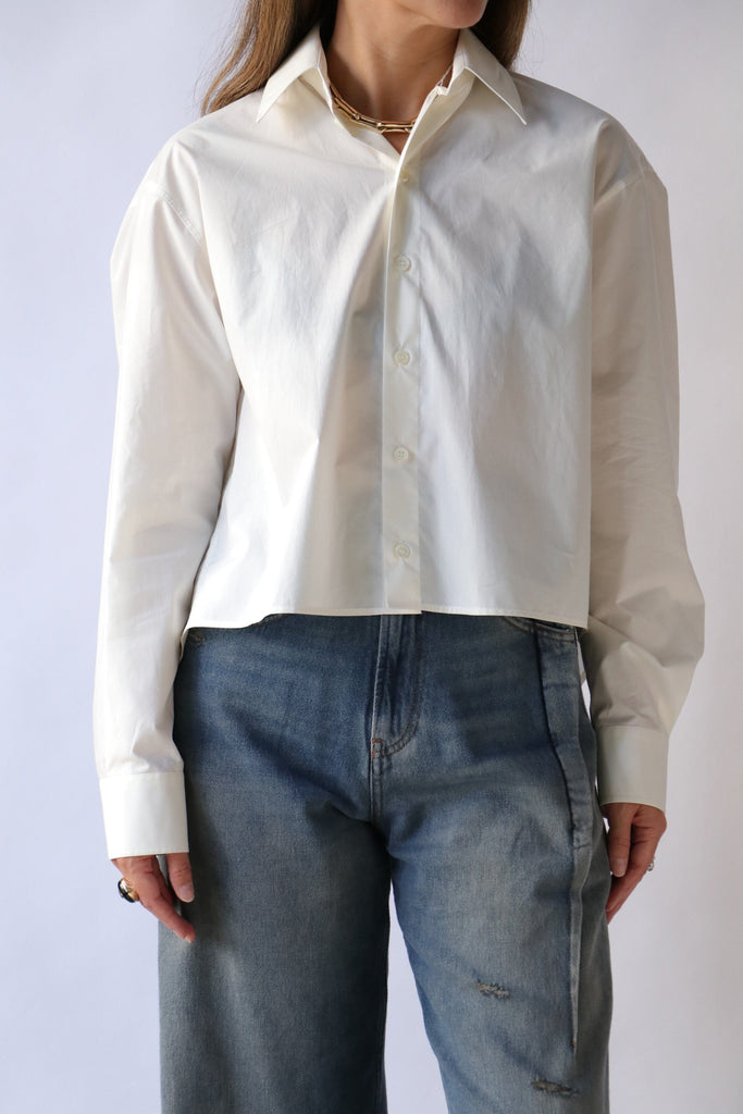 MM6 Maison Margiela Long Sleeve Top in Off White tops-blouses MM6 Maison Margiela 