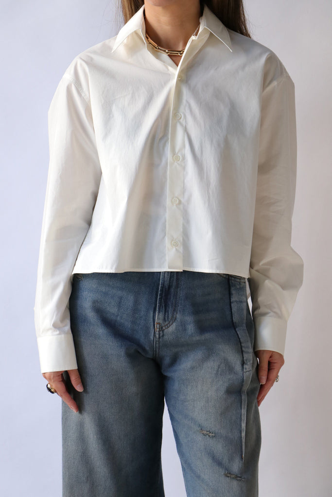 MM6 Maison Margiela Long Sleeve Top in Off White tops-blouses MM6 Maison Margiela 