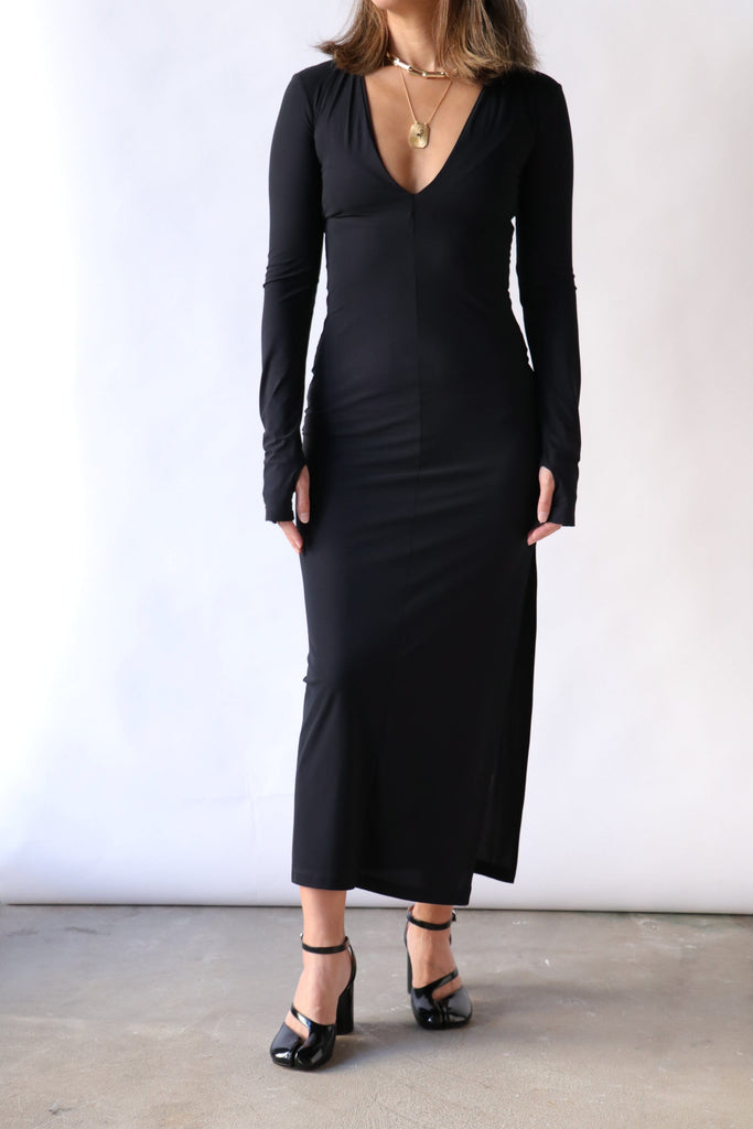 MM6 Maison Margiela Maxi Jersey Dress in Black Dresses MM6 Maison Margiela 