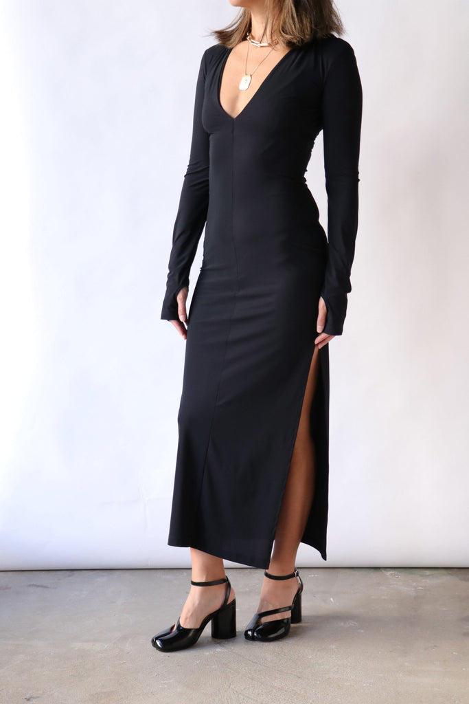 MM6 Maison Margiela Maxi Jersey Dress in Black Dresses MM6 Maison Margiela 