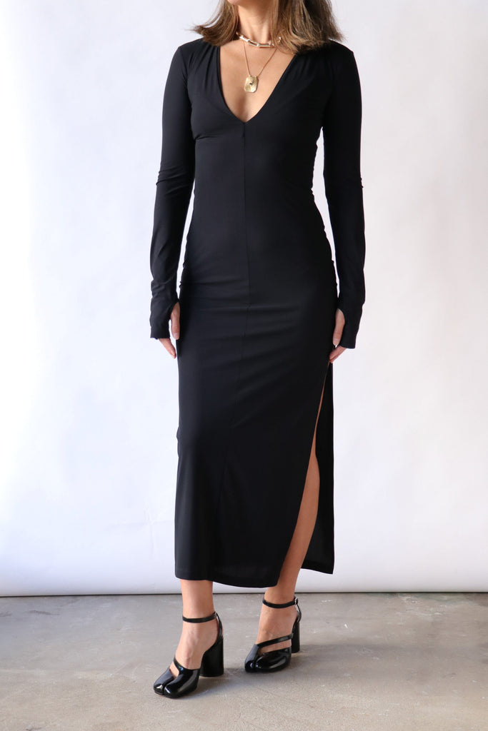 MM6 Maison Margiela Maxi Jersey Dress in Black Dresses MM6 Maison Margiela 