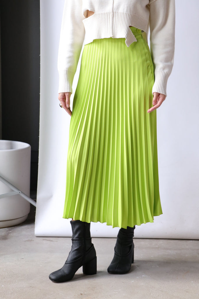MM6 Maison Margiela Pleated Skirt in Neon Green | WE ARE ICONIC