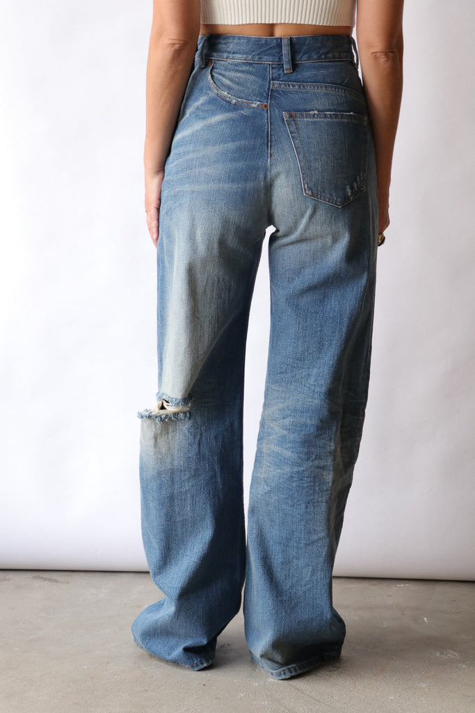 MM6 Maison Margiela Twist Wide Leg Jeans in Blue Bottoms MM6 Maison Margiela 