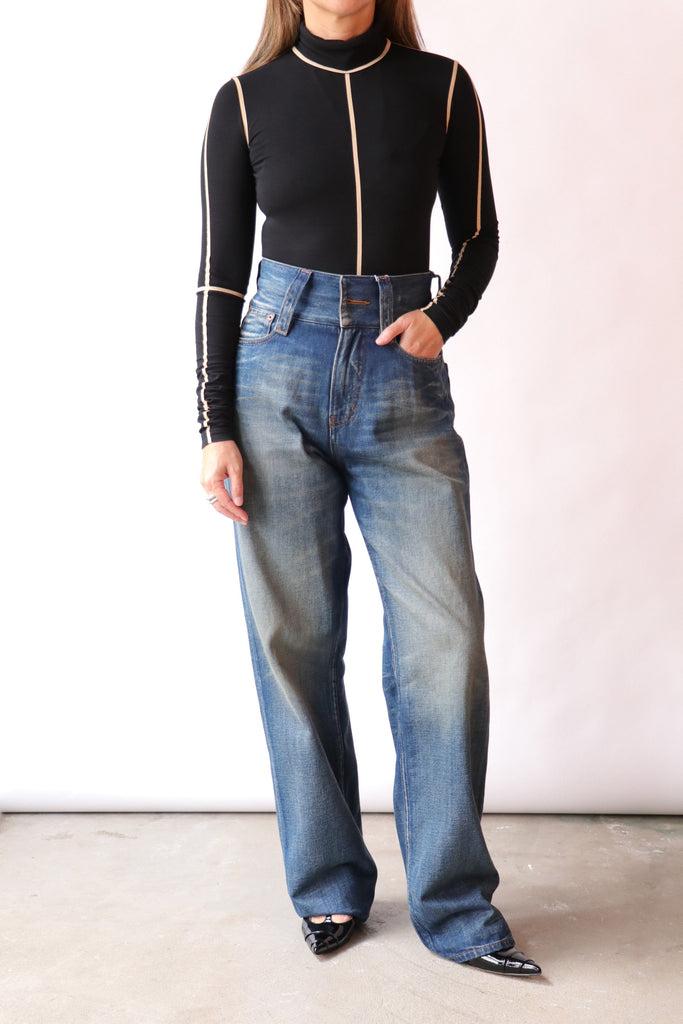 MM6 Maison Margiela Wide Leg Jeans in Blue Bottoms Maison Margiela 
