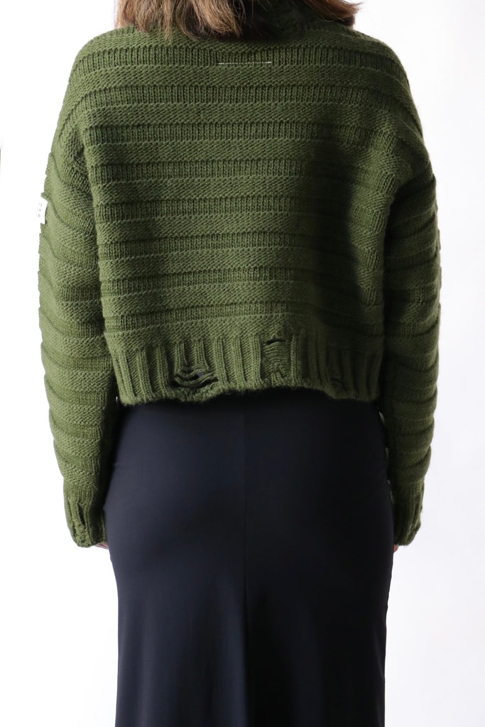 MM6 Maison Margiela Wool Jumper in Khaki Knitwear MM6 Maison Margiela 