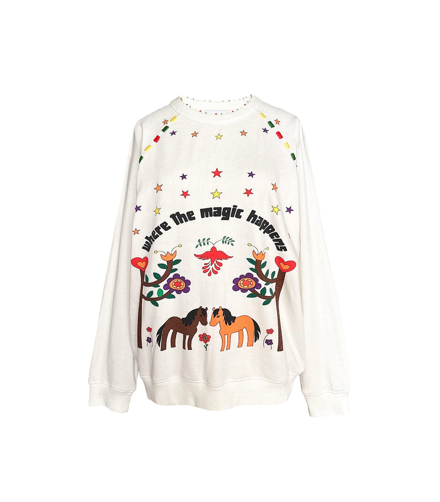 Monoki Magic Sweatshirt in White Sweatshirts Monoki 