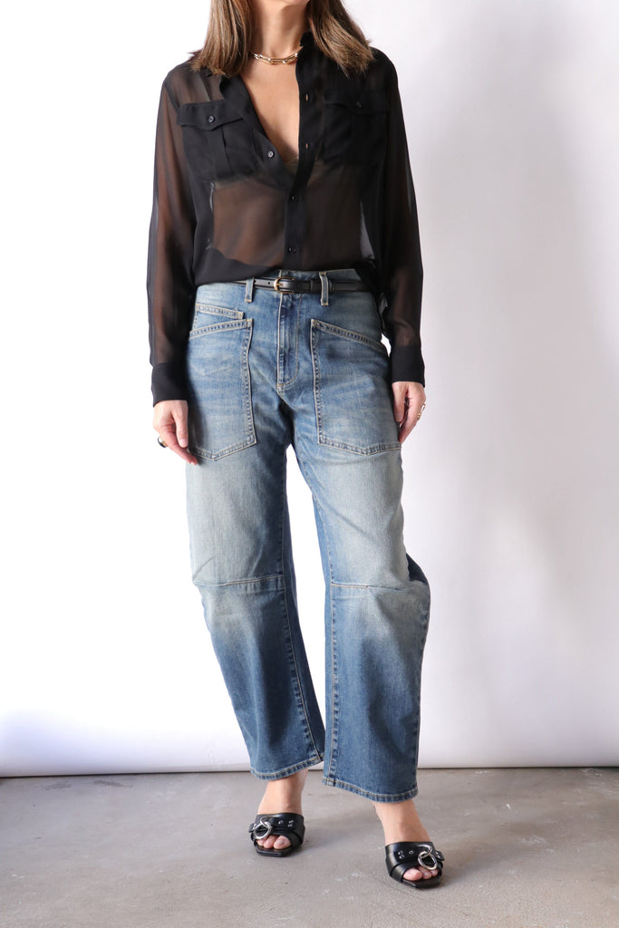 Nili Lotan Betty C. Silk Shirt in Black tops-blouses Nili Lotan 