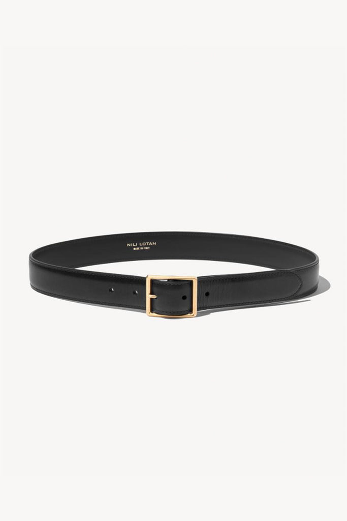 Nili Lotan Gabriele Belt in Black w/ Antique Gold Buckle Accessories Nili Lotan 