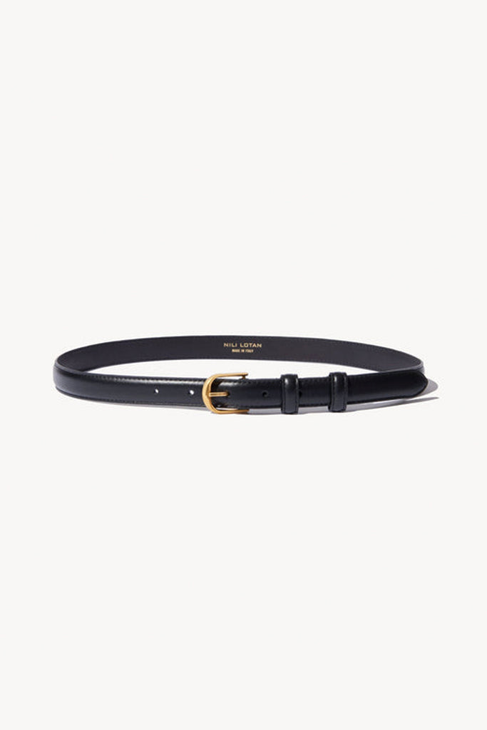 Nili Lotan Jane Belt in Black w/ Shiny Brass Buckle Accessories Nili Lotan 