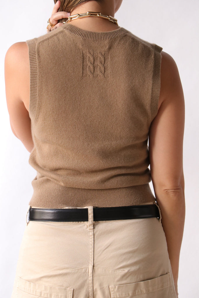 Nili Lotan May Sweater Tank in Tan Knitwear Nili Lotan 