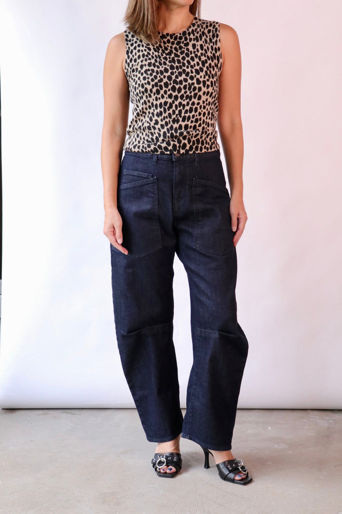 Nili Lotan Nessa Sweater Tank in Taupe/Black Cheetah tops-blouses Nili Lotan 