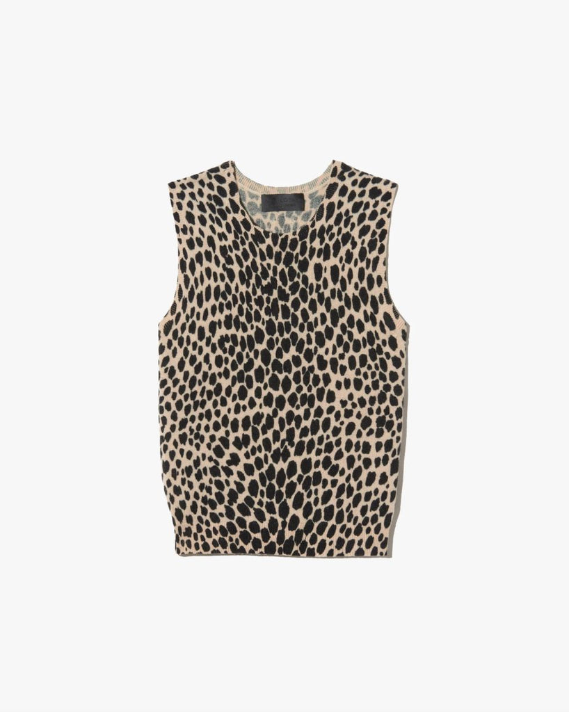 Nili Lotan Nessa Sweater Tank in Taupe/Black Cheetah tops-blouses Nili Lotan 