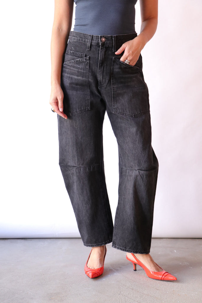 Nili Lotan Shon Jean in Stone Black Wash Bottoms Nili Lotan 