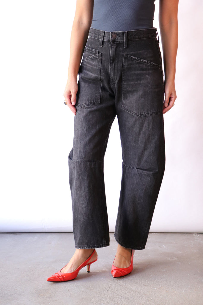 Nili Lotan Shon Jean in Stone Black Wash Bottoms Nili Lotan 