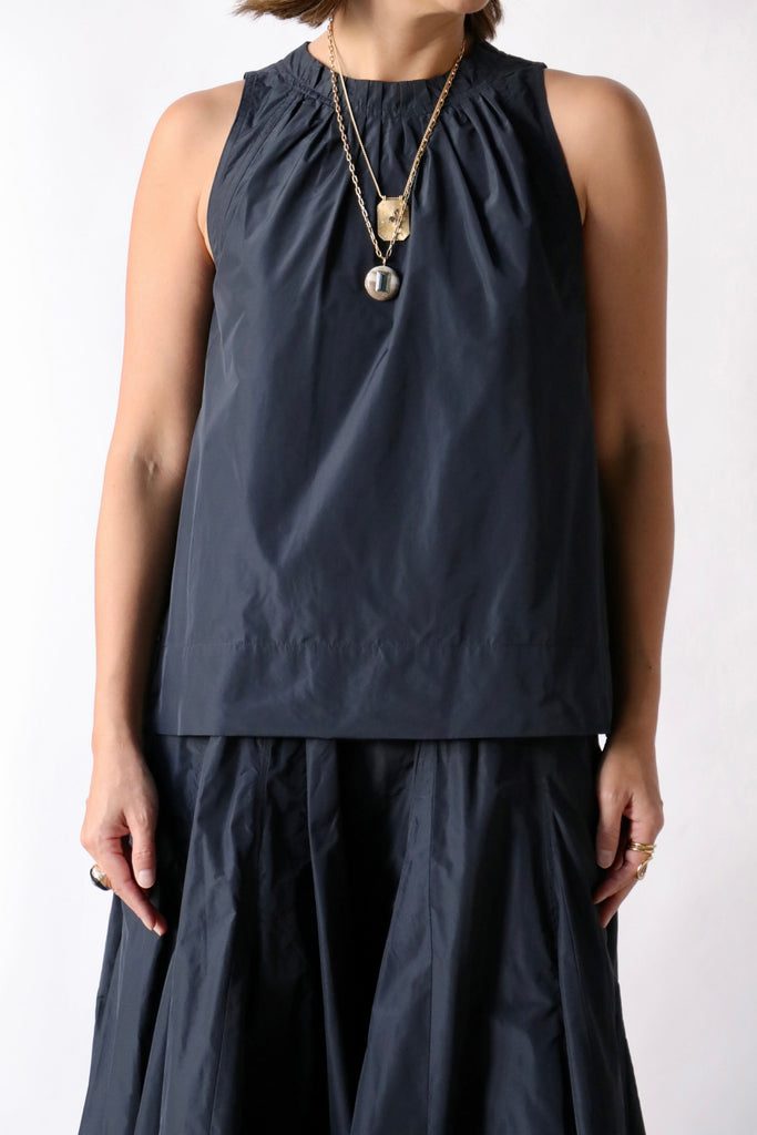 Odeeh Ultra Light Taffeta Top in Navy tops-blouses Odeeh 