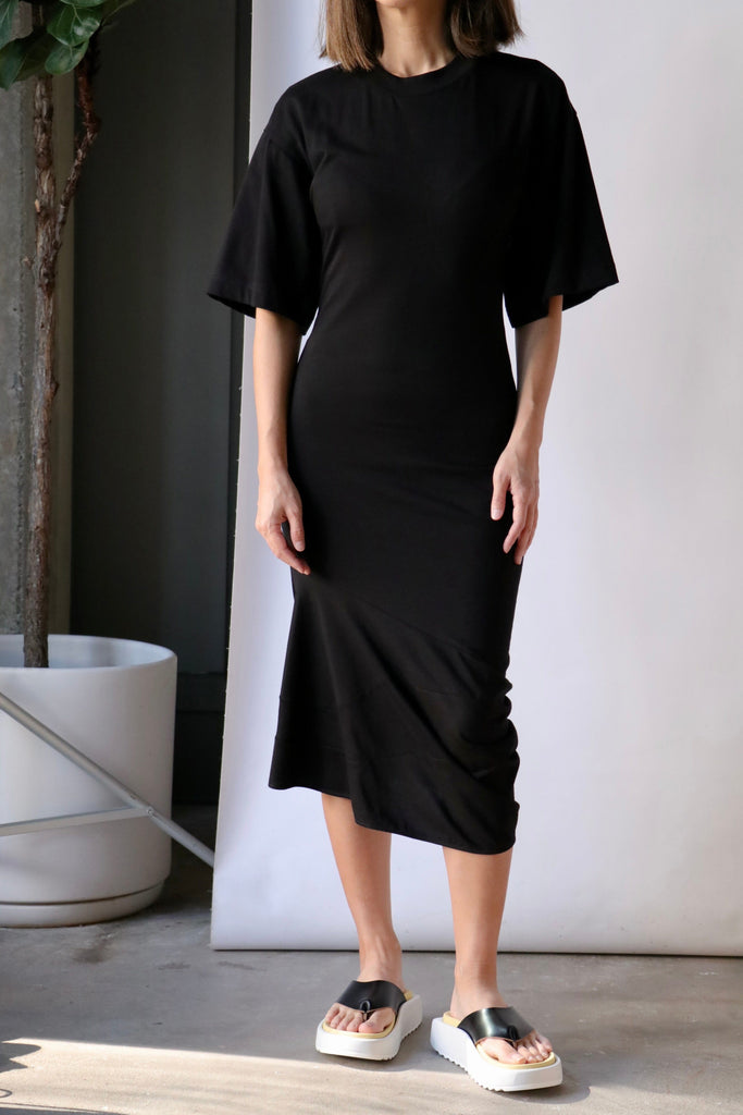 Plan C Jersey Midi Dress in Black Dresses Plan C 