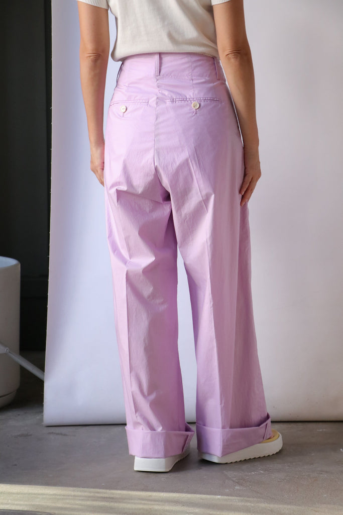 Plan C Pleated Lilac Wide Leg Pants in Wisteria Bottoms Plan C 