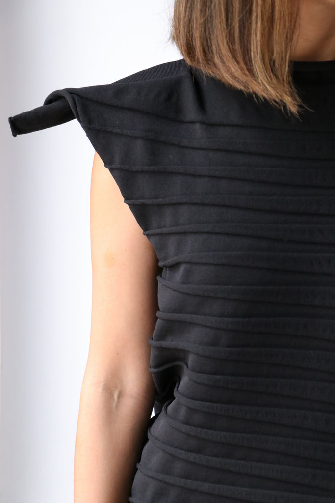 Pleats Please by Issey Miyake Chili Knit in Black tops-blouses Pleats Please by Issey Miyake 