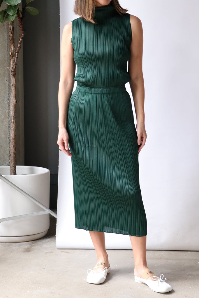 Pleats Please by Issey Miyake New Colorful Basics 3 in Dark Green 