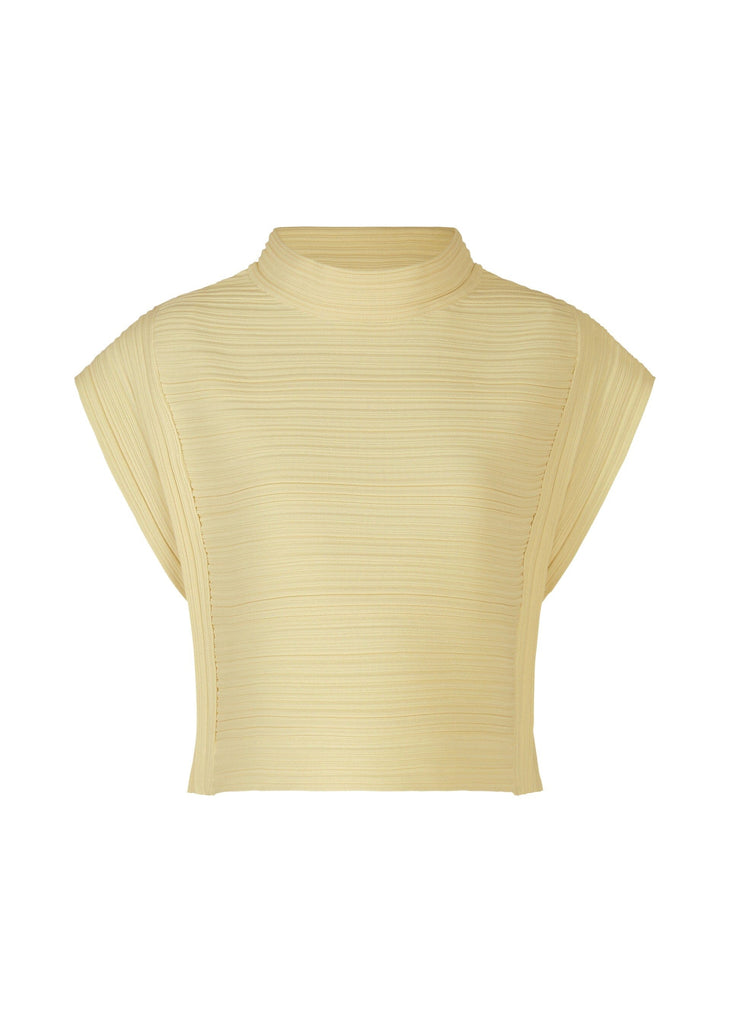 Pleats Please Issey Miyake Crepe Knit in Cream Yellow tops-blouses Pleats Please by Issey Miyake 