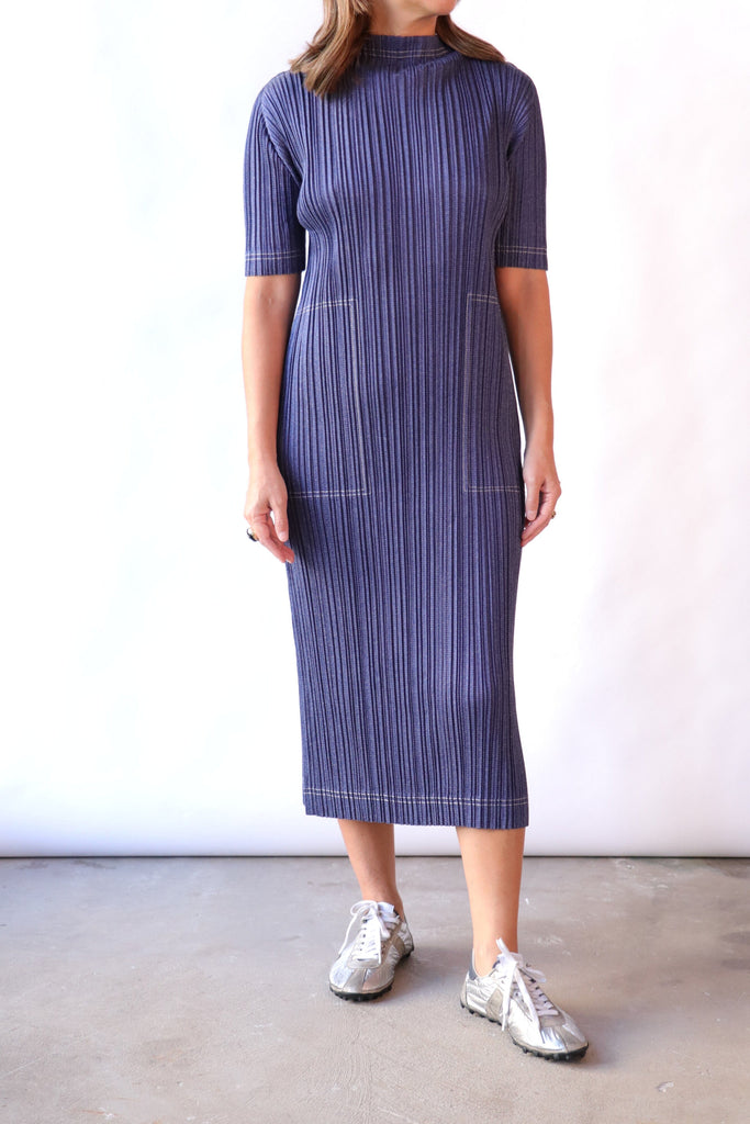 Pleats Please Issey Miyake Dress in Cotton Denim Dresses Pleats Please by Issey Miyake 