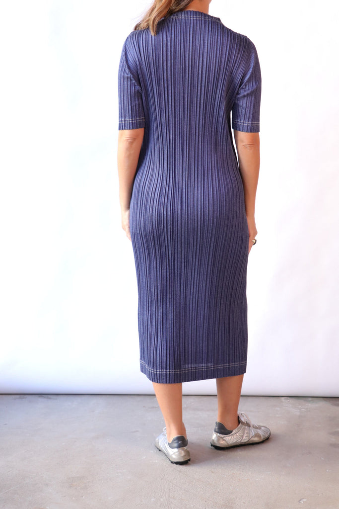 Pleats Please Issey Miyake Dress in Cotton Denim Dresses Pleats Please by Issey Miyake 