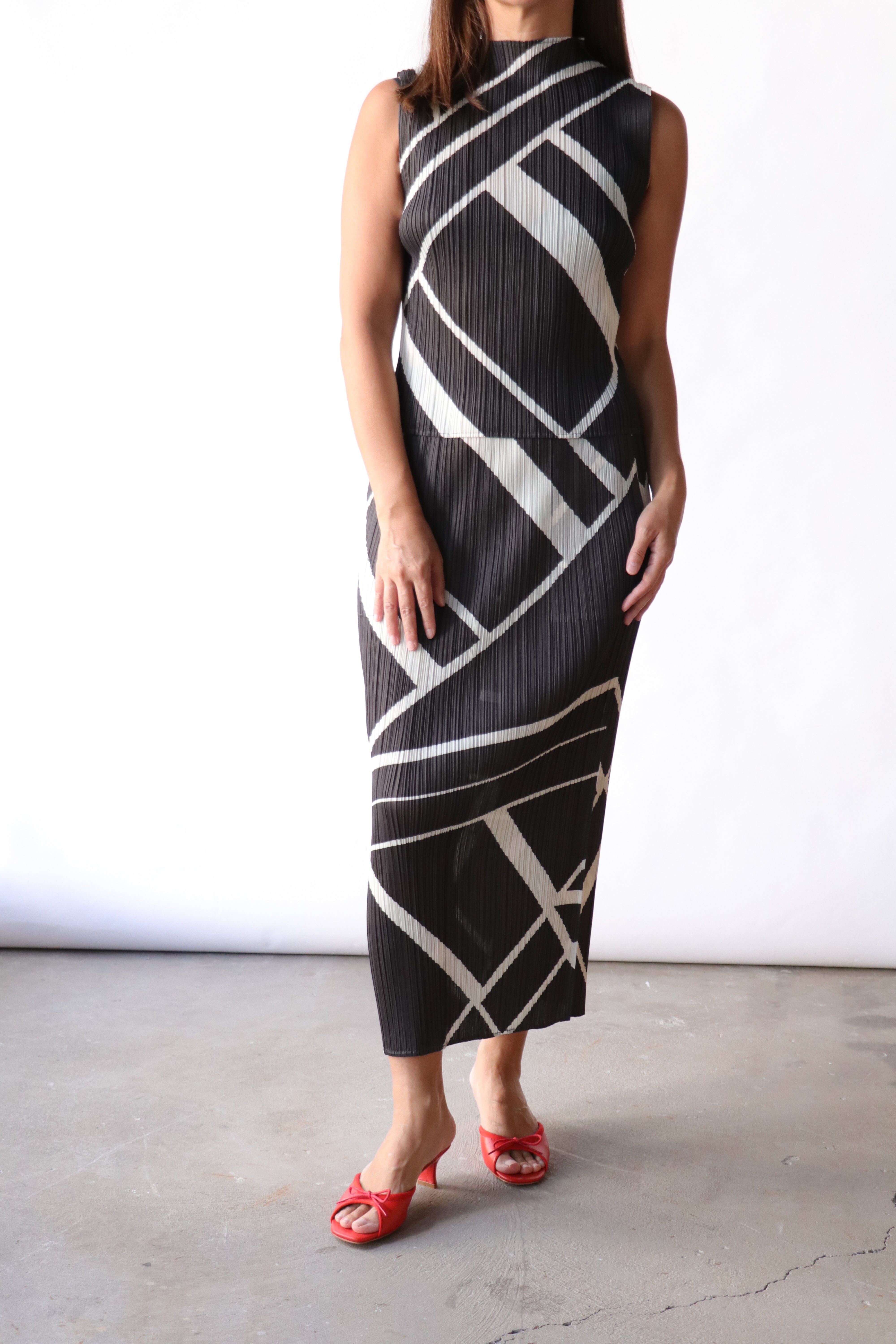 Pleats Please Issey Miyake Fold Line Top in Charcoal | WE ARE ICONIC