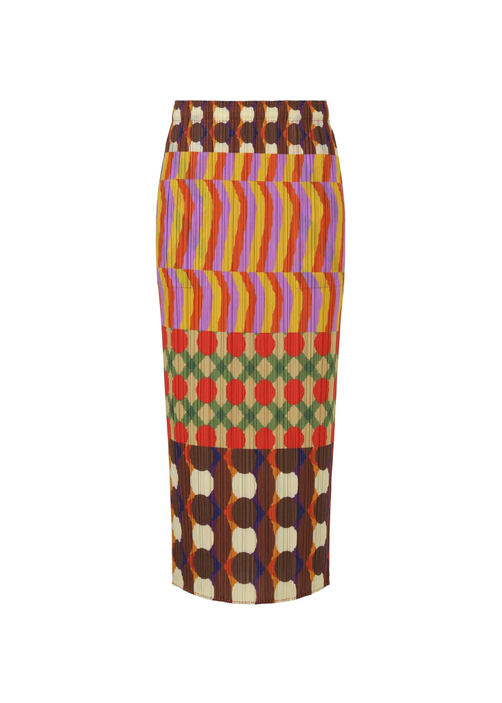 Pleats Please Issey Miyake Harmony Skirt in Pink Multi Bottoms Pleats Please by Issey Miyake 