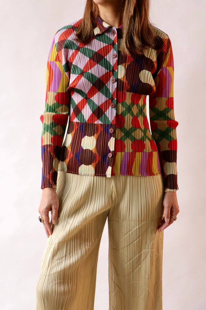 Pleats Please Issey Miyake Harmony Top in Pink Multi tops-blouses Pleats Please by Issey Miyake 