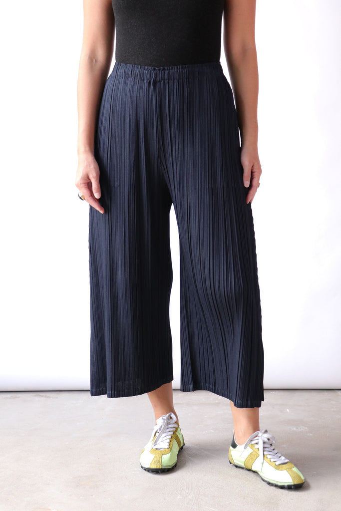 Pleats Please Issey Miyake Mellow Pleats in Blue Black Bottoms Pleats Please by Issey Miyake 