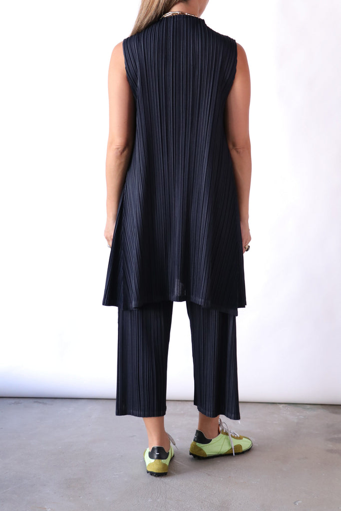 Pleats Please Issey Miyake Mellow Pleats in Blue Black tops-blouses Pleats Please by Issey Miyake 