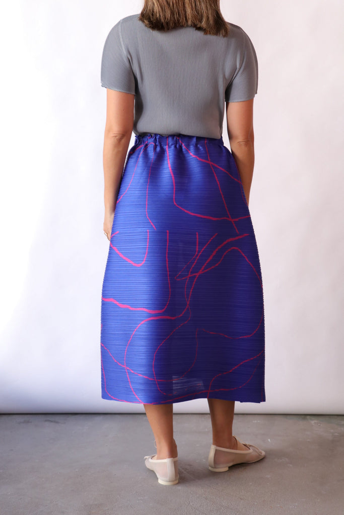 Pleats Please Issey Miyake Pause Skirt in Blue Bottoms Pleats Please by Issey Miyake 