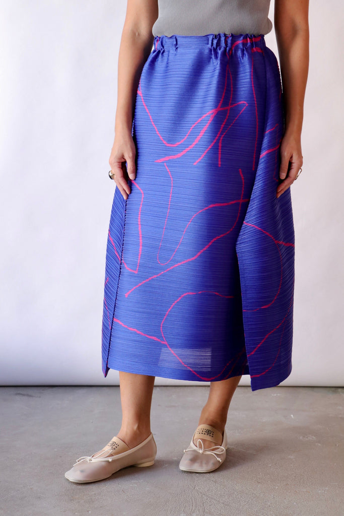 Pleats Please Issey Miyake Pause Skirt in Blue Bottoms Pleats Please by Issey Miyake 