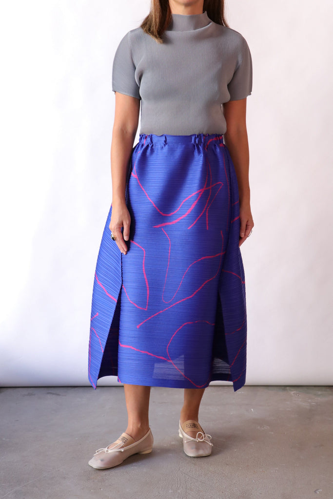 Pleats Please Issey Miyake Pause Skirt in Blue Bottoms Pleats Please by Issey Miyake 