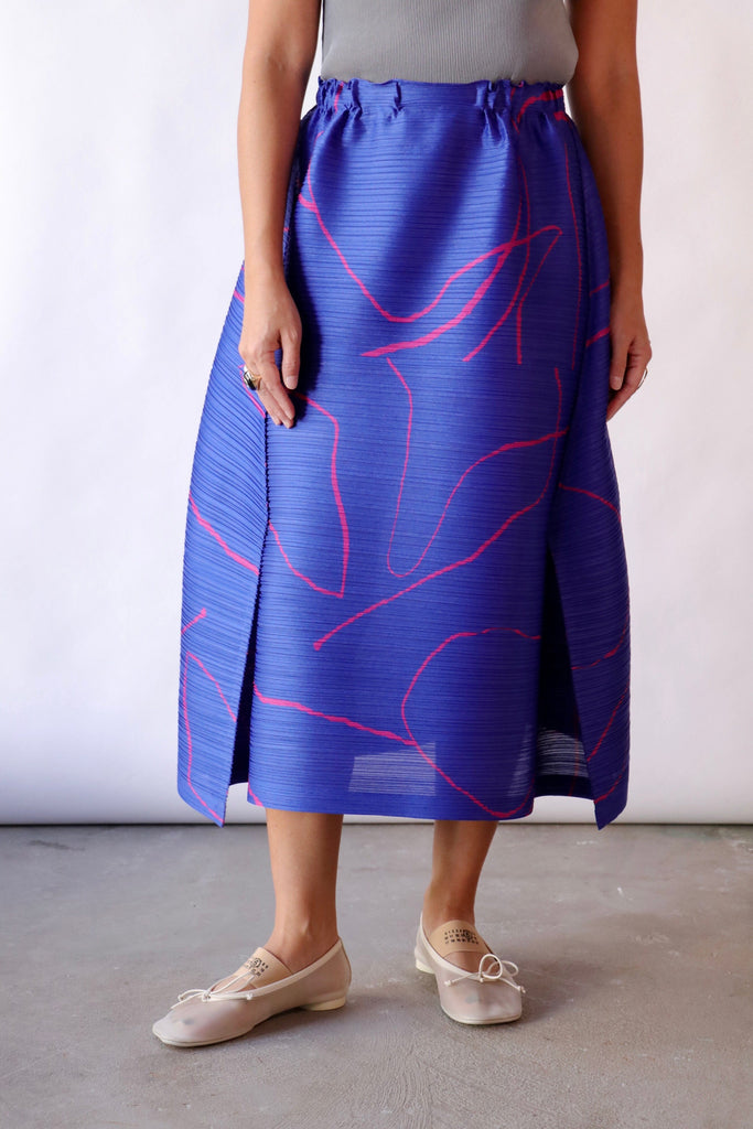 Pleats Please Issey Miyake Pause Skirt in Blue Bottoms Pleats Please by Issey Miyake 