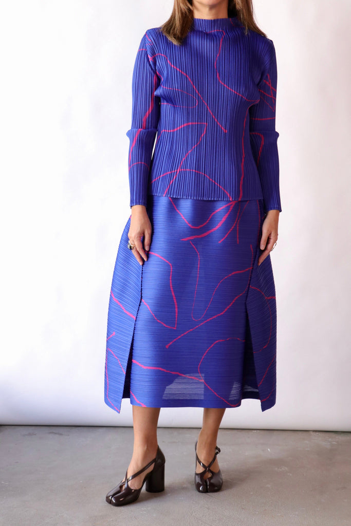 Pleats Please Issey Miyake Pause Top in Blue tops-blouses Pleats Please by Issey Miyake 