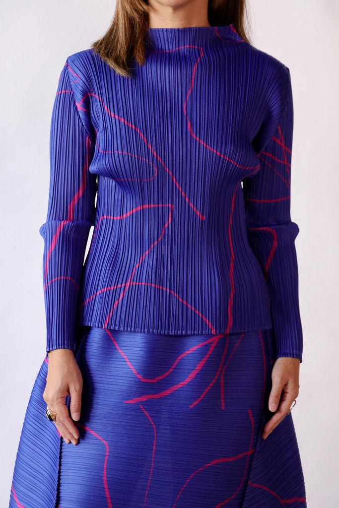 Pleats Please Issey Miyake Pause Top in Blue tops-blouses Pleats Please by Issey Miyake 