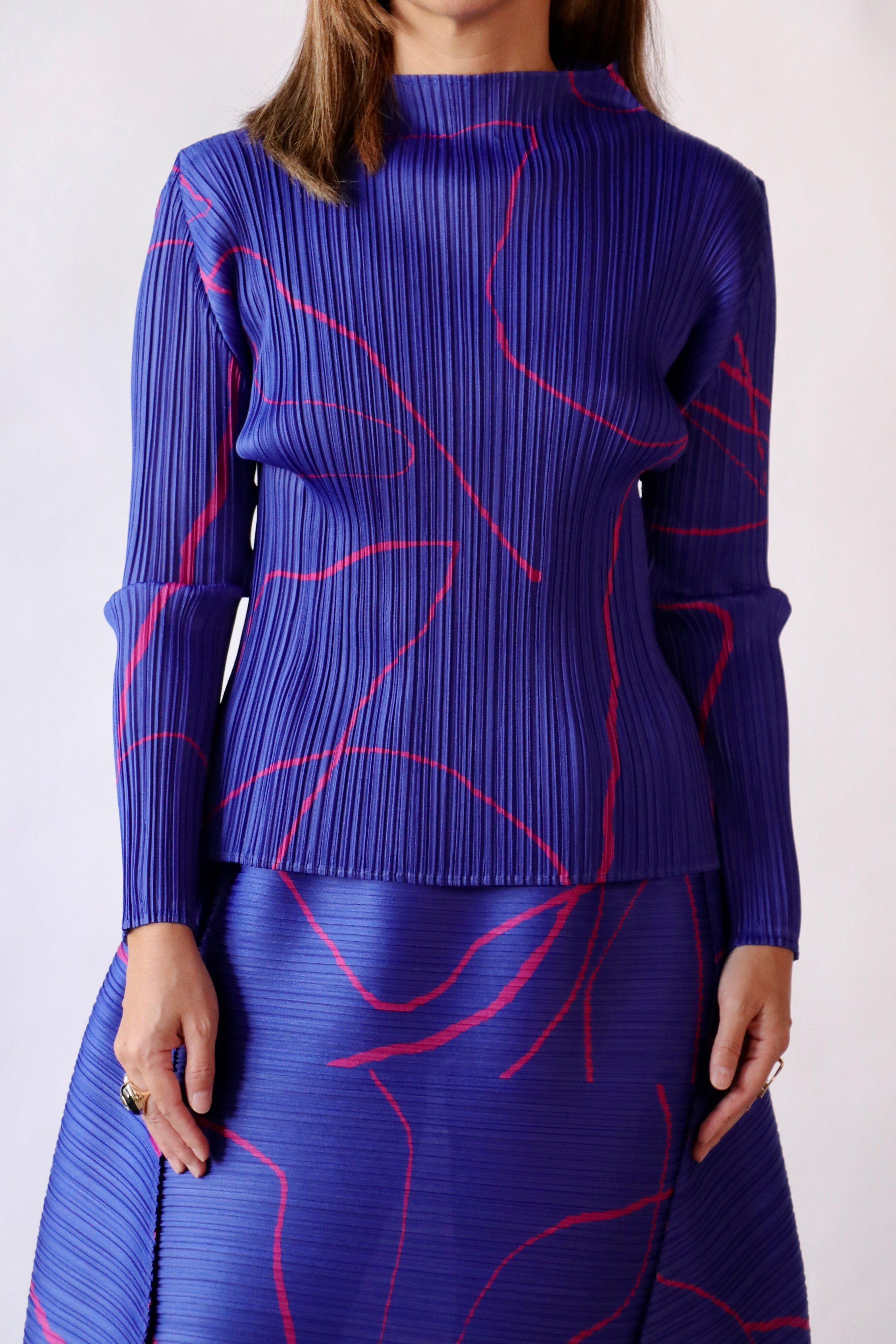 Pleats Please Issey Miyake Pause Top in Blue | WE ARE ICONIC
