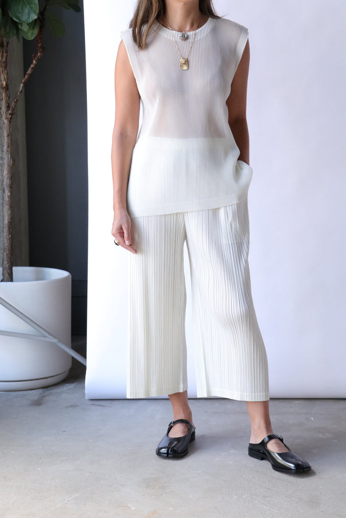 Pleats Please Issey Miyake Tatami July in Off White tops-blouses Pleats Please by Issey Miyake 