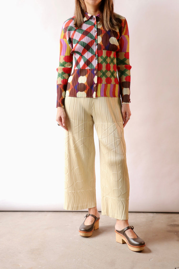 Pleats Please Issey Miyake Tune Pants in Ivory Bottoms Pleats Please by Issey Miyake 