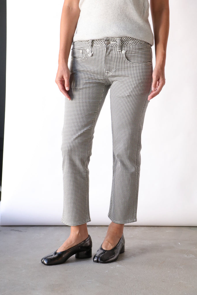 R13 Boy Straight in Printed Houndstooth Bottoms R13 