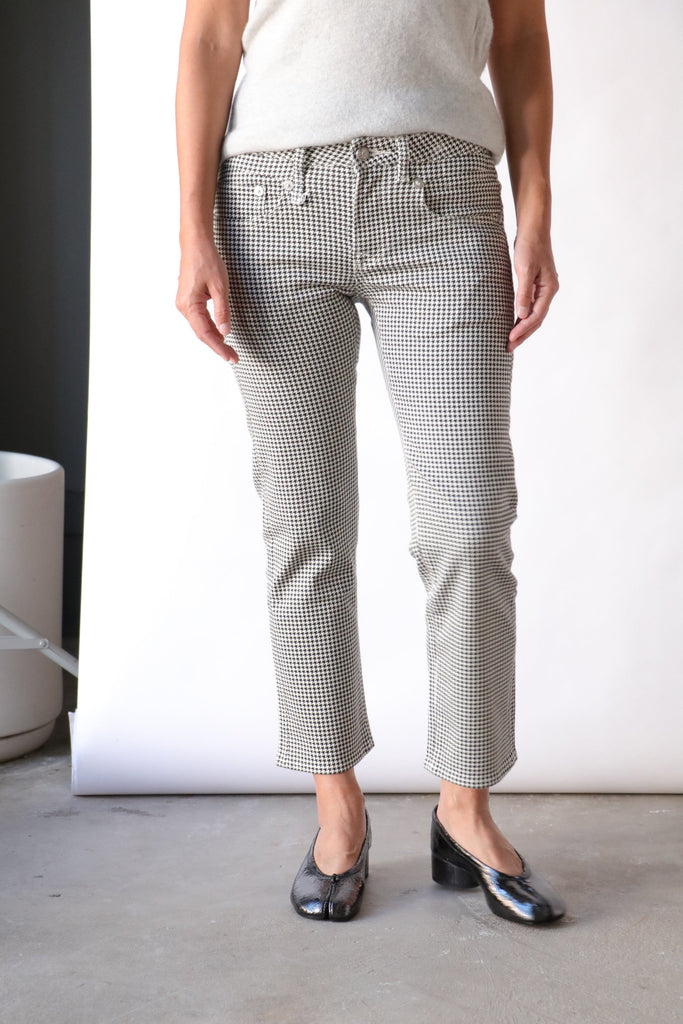 R13 Boy Straight in Printed Houndstooth Bottoms R13 