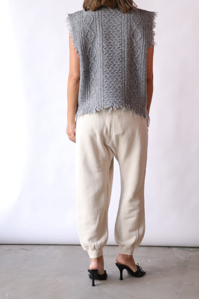 R13 Boyfriend Cable Sweater Vest in Heather Grey Tweed Knitwear R13 