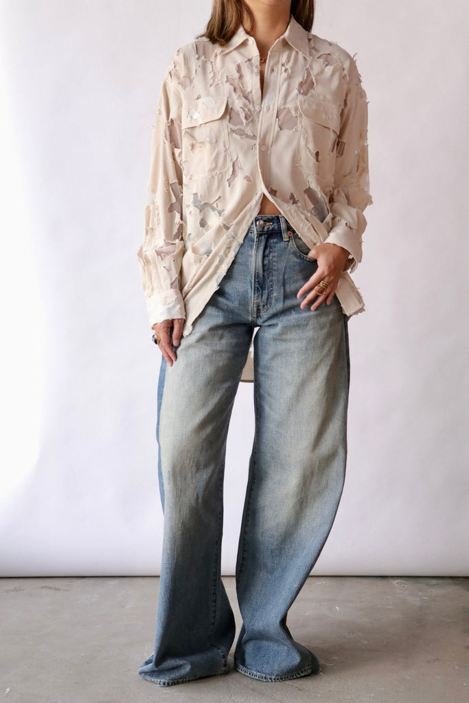 R13 Boyfriend Shirt in Nude tops-blouses R13 