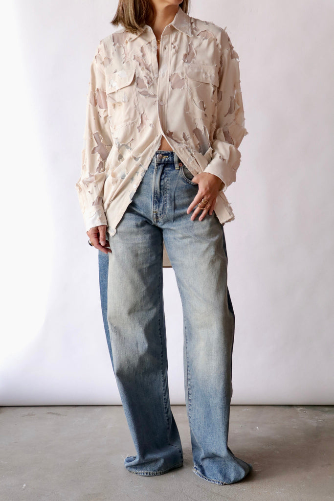 R13 Boyfriend Shirt in Nude tops-blouses R13 