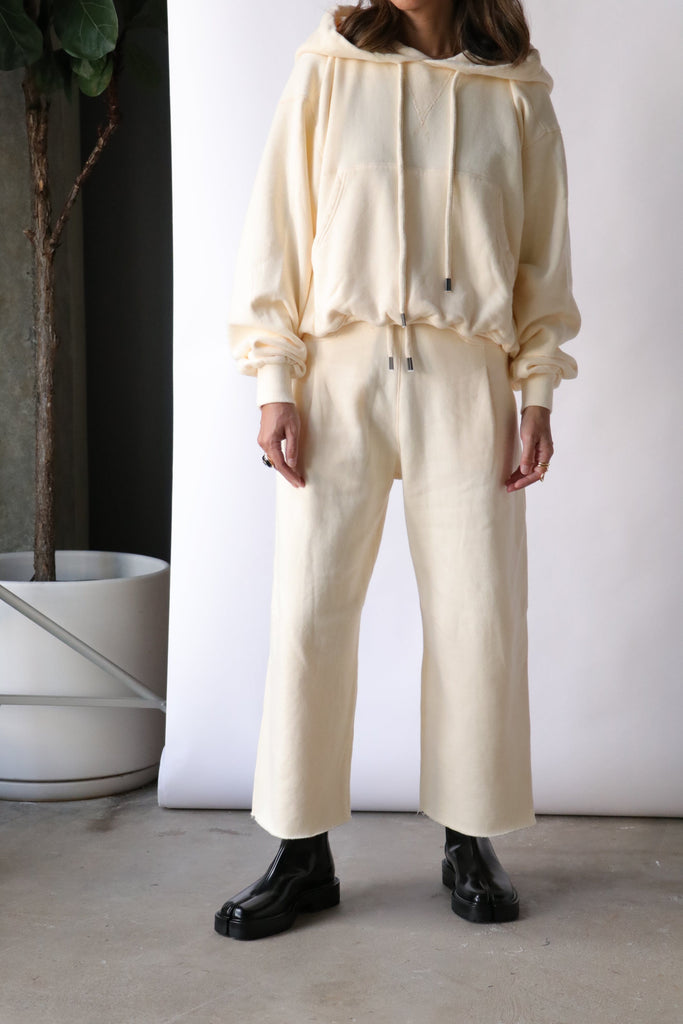 R13 Cropped Pleated Sweatpant in Natural Bottoms R13 