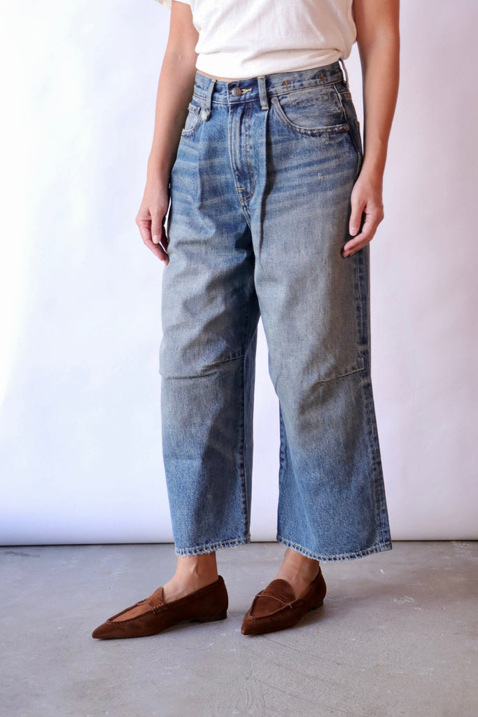R13 Cropped Wide Leg Jean in Leo Blue Bottoms R13 