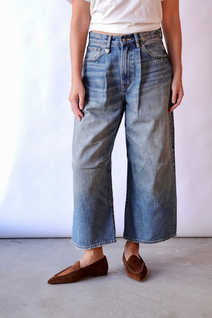 R13 Cropped Wide Leg Jean in Leo Blue Bottoms R13 